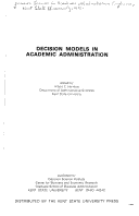 Cover of Decision Models Acad Admin