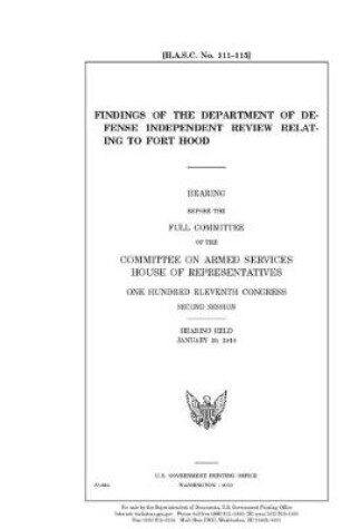 Cover of Findings of the Department of Defense independent review related to Fort Hood