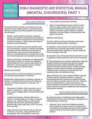 Cover of DSM-5 Diagnostic and Statistical Manual (Mental Disorders) Part 1 (Speedy Study Guides)