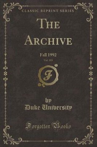 Cover of The Archive, Vol. 105