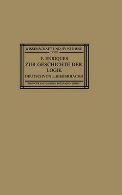 Cover of Zur Geschichte Der Logik