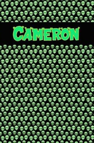 Cover of 120 Page Handwriting Practice Book with Green Alien Cover Cameron