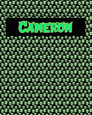 Book cover for 120 Page Handwriting Practice Book with Green Alien Cover Cameron