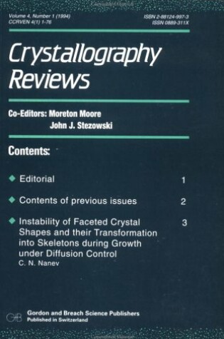 Cover of Crystallography Reviews 4#1