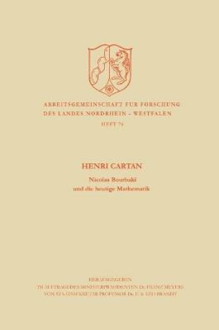 Cover of Nicolas Bourbaki und die heutige Mathematik