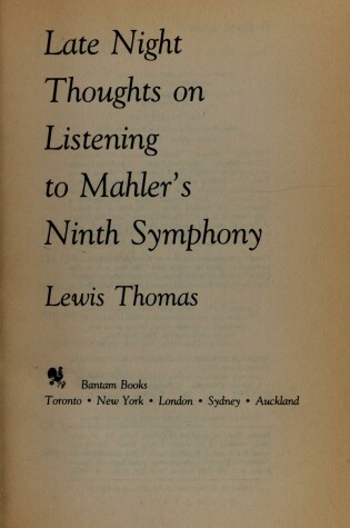 Cover of Late Night Thoughts to Mahler's Ninth Sy