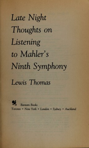 Book cover for Late Night Thoughts to Mahler's Ninth Sy