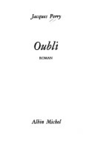 Cover of Oubli