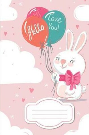 Cover of White Rabbit With Balloon Or Mini bunny - Composition Notebook