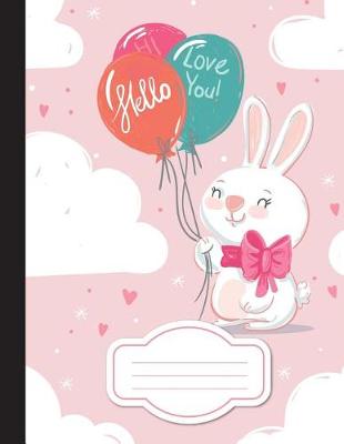 Book cover for White Rabbit With Balloon Or Mini bunny - Composition Notebook