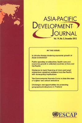 Book cover for Asia-Pacific Development Journal, December 2012, Volume XIX, Part 2