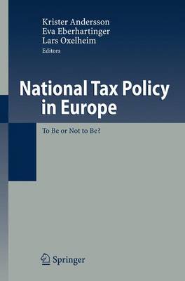 Book cover for National Tax Policy in Europe