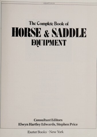 Book cover for The Complete Book of Horse & Saddle Equipment