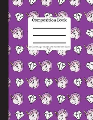 Book cover for Composition Book 100 Sheet/200 Pages 8.5 X 11 In.-Wide Ruled-Diamonds Unicorn