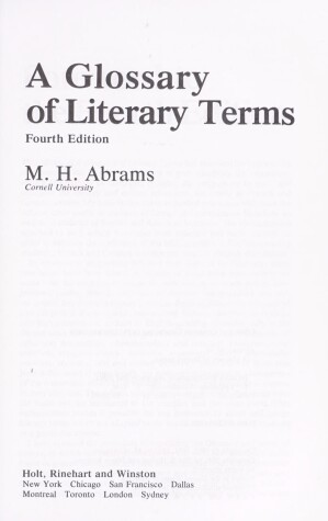 Book cover for A Glossary of Literary Terms