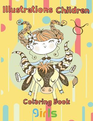 Book cover for illustrations Children Coloring Book girls