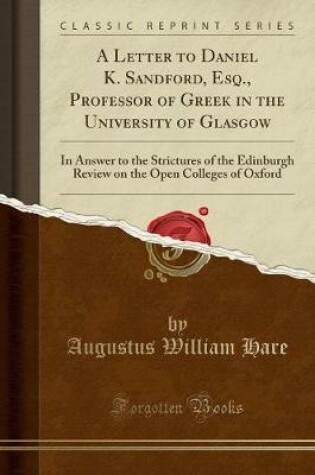 Cover of A Letter to Daniel K. Sandford, Esq., Professor of Greek in the University of Glasgow