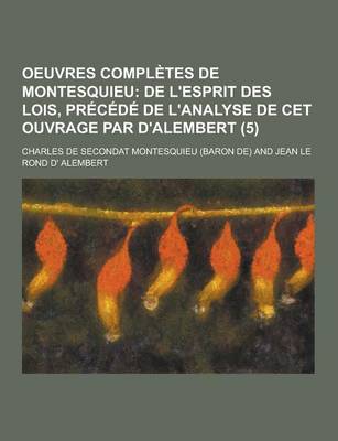 Book cover for Oeuvres Completes de Montesquieu (5)