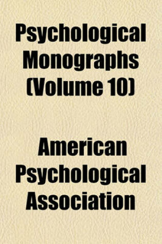 Cover of Psychological Monographs Volume 31