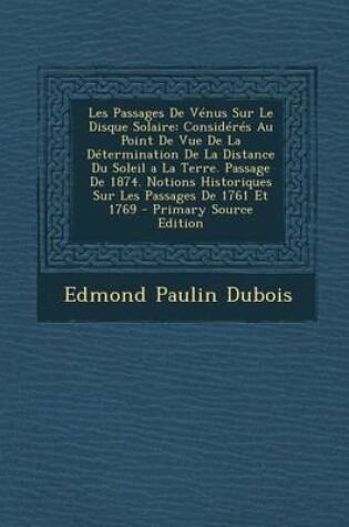 Cover of Les Passages de Venus Sur Le Disque Solaire