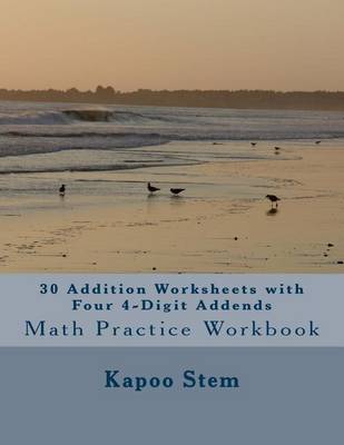 Cover of 30 Addition Worksheets with Four 4-Digit Addends
