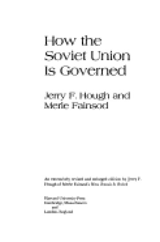 Cover of How the Soviet Union Is Governed