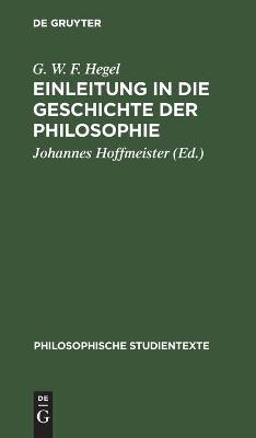 Book cover for Einleitung in Die Geschichte Der Philosophie