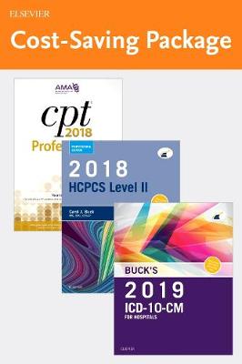 Book cover for 2019 ICD-10-CM Hospital Edition, 2018 HCPCS Professional Edition and AMA 2018 CPT Professional Edition Package