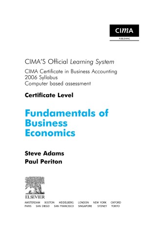 Book cover for Cima Learning System Fundamentals of Business Economics