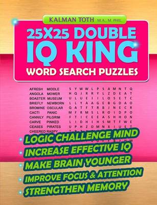 Book cover for 25x25 Double IQ KING Word Search Puzzles