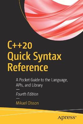 Book cover for C++20 Quick Syntax Reference