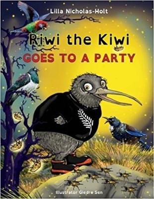 Book cover for Riwi the Kiwi Goes to a Party (OpenDyslexic)