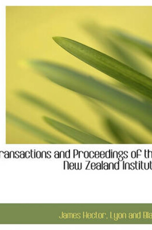 Cover of Transactions and Proceedings of the New Zealand Institute