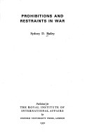 Book cover for Prohibitions and Restraints in War