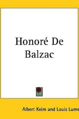 Cover of Honoree de Balzac