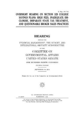 Book cover for Oversight hearing on Section 529 college savings plans