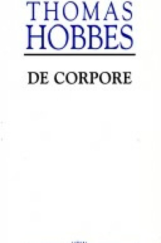 Cover of de Corpore