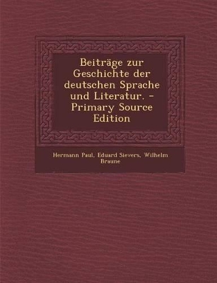 Book cover for Beitrage Zur Geschichte Der Deutschen Sprache Und Literatur.