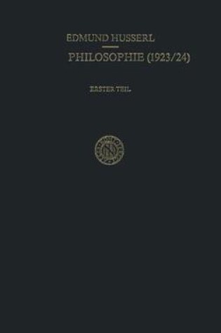 Cover of Erste Philosophie (1923/24)