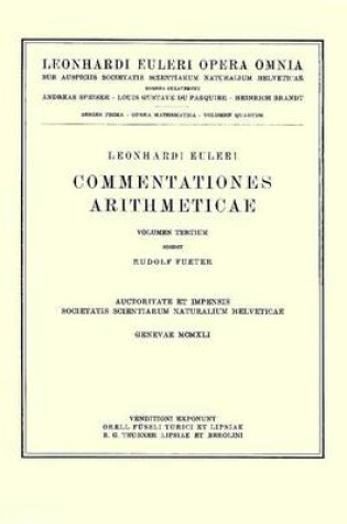 Cover of Commentationes arithmeticae 3rd part
