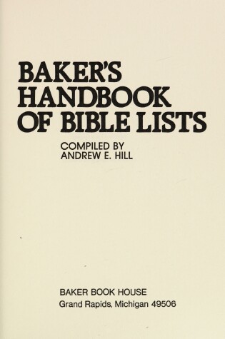 Cover of Baker's Handbook of Bible Lists