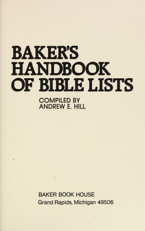 Book cover for Baker's Handbook of Bible Lists