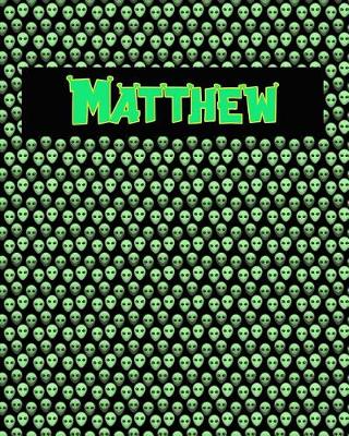 Book cover for 120 Page Handwriting Practice Book with Green Alien Cover Matthew