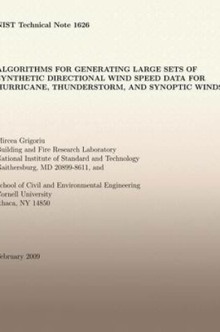 Cover of Algorithms for Generating Large Sets of Synthetic Directional Wind Speed Data for Hurricane, Thunderstorm, and Synoptic Winds