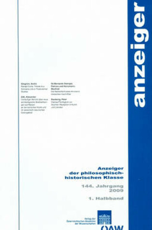 Cover of Anzeiger Der Philosophisch-Historischen Klasse 144. Jahrgang 1. Halbband 2009