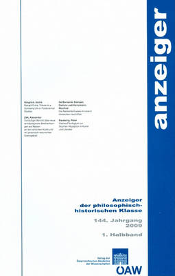 Cover of Anzeiger Der Philosophisch-Historischen Klasse 144. Jahrgang 1. Halbband 2009