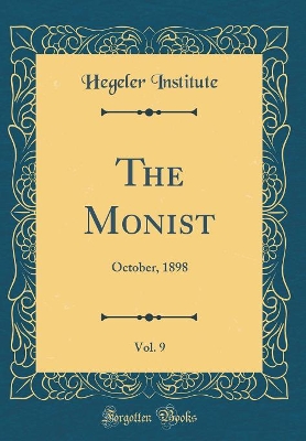 Book cover for The Monist, Vol. 9