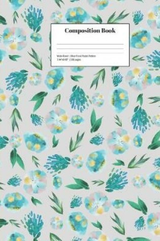 Cover of Composition Book Wide-Ruled Blue Floral Pastel Pattern