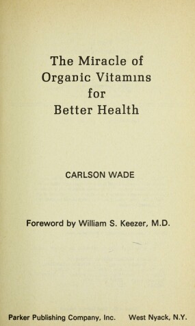 Book cover for Miracle of Organic Vitamins for Better Health