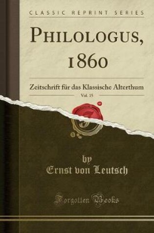 Cover of Philologus, 1860, Vol. 15